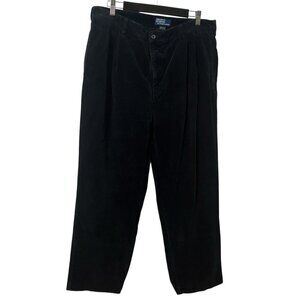 Polo‎ Ralph Lauren Corduroy Pants Mens 38 Black Hammond Pleated